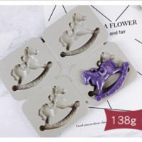 2019 New Arrival horse shaped candle wax silicone mold merry-go-round horse soap mold 4 cavity horse shape candle making mold