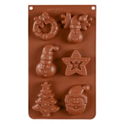 Christmas party pancake cake decoration 6 cavities Chocolate Silicone mold with GOOD certification