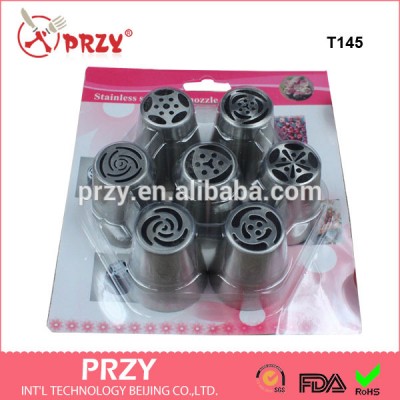 T145 7 Pcs Stainless steel Pastry icing nozzles Cake Decorating Set