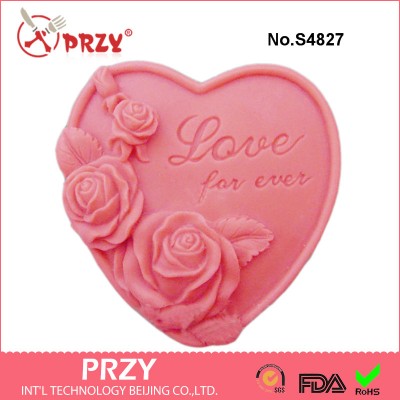 S4827 forever love soap mold heart shaped mold for soap Valentine's Day silicone moluds