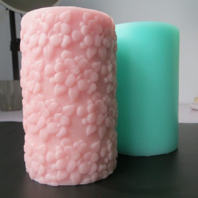 Flower pattern Candle Molds silicone 3D Cylinder Soap mold Silicone