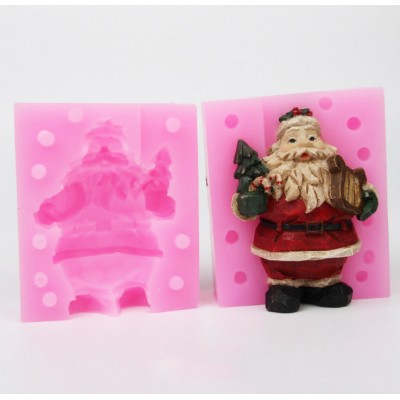 Silica gel New year 3D Christmas Music Santa Claus Shape Soap Gypsum Silicone Mold