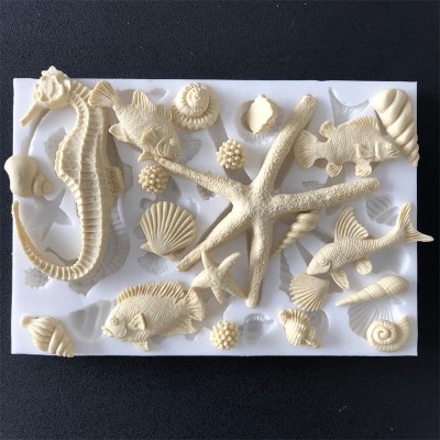 Ocean Style Shell hippocampus Seahorse Decoration Cake  Fondant Silicone Mold with Food Grade Material