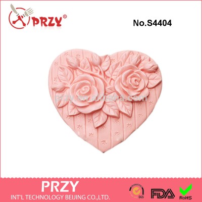 S4404 Classic Beauty Soap Mold,heart shaped flower soap mold, silicone mold for soap loaf