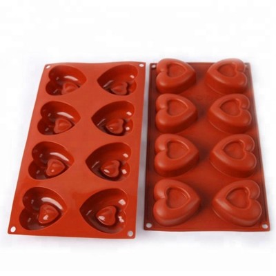 8Cavities Love Heart-shaped Cake Baking Mold silicone Soap molds Handmade Ice mould