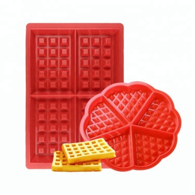 Heart-shaped 5cavities Waffle baking Molds Ice Square 4 cavities lattice cake silicone Mold