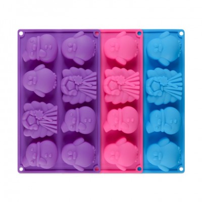 Food grade silica gel 8 holes animal shape silicone cake mold for baking tools