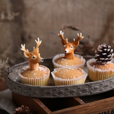 3D Christmas Elk Fondant Dry Pez Cup Cake Silicone Decorative Mold