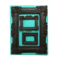 PRZY F1022 Funny 3 Different Sizes Frame Shape Photo Decoration Cake Fondant Silicone Mold for Cake Decorating