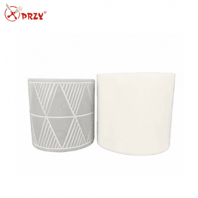 Cylinder patterned cement concrete flower pot silicone mold