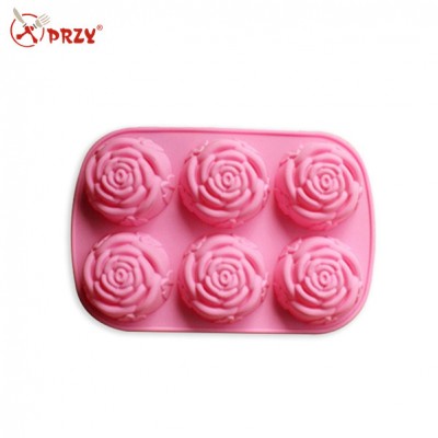 Multicavity 6-hole rose flower shape silicone soap mold